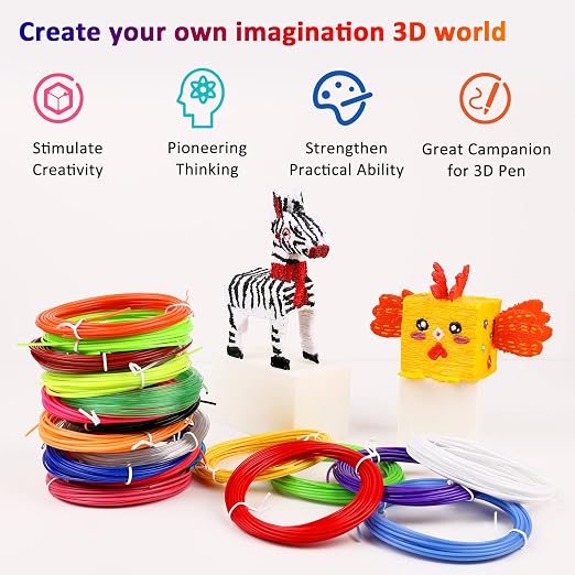 3D Pen Filament 400 Feet 20 Colors, dikale 3D Printing Pen Refills PLA Bonus - Image 5