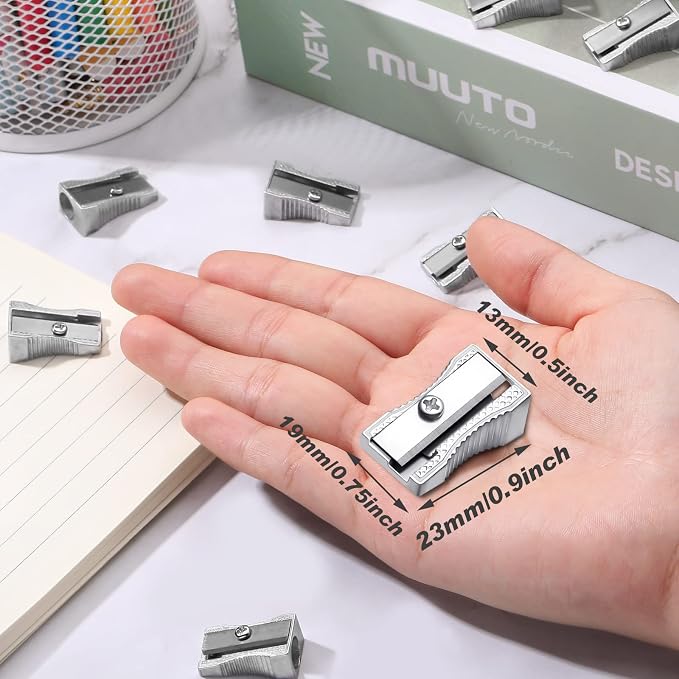 Fumete 96 Pcs Metal Mini Pencil Sharpeners Bulk Handheld Metal Pencil - Image 2
