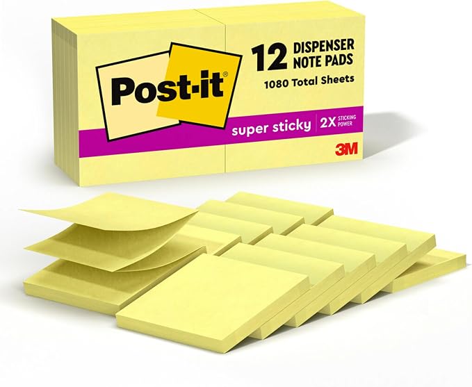 Post-it Super Sticky Dispenser Pop-up Notes, 12 Sticky Note Pads, 3 x 3 in. by Unknown