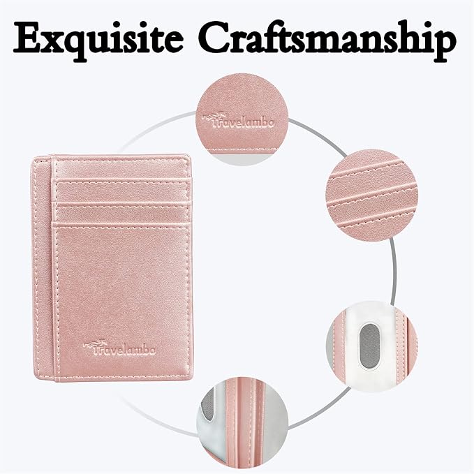 Travelambo Front Pocket Minimalist Leather Slim Wallet RFID Blocking Medium Size - Image 5