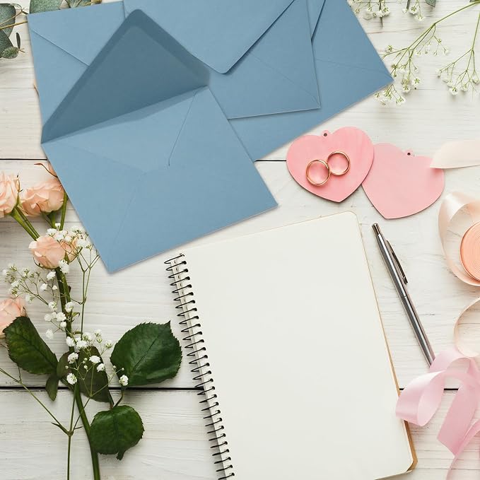 Whaline 50Pcs A7 Invitation Envelopes Set Dusty Blue Greeting Card Envelopes - Image 5
