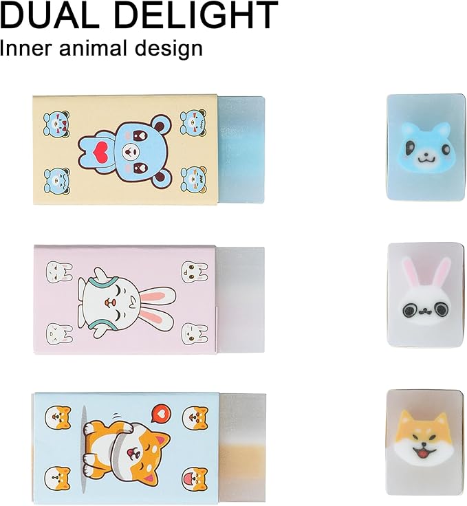 18Pcs Cute Animal Erasers for Kids Bulk, Kawaii Fun Pencil Jelly Erasers for School Classroom Supplies Prize Gifts Party Favors-DeskLoop Office