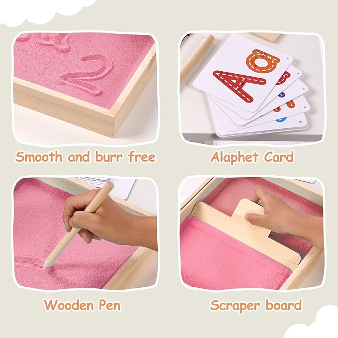 MORITECK Montessori Sand Tray for Kids, Writing Play Sand Tray - Image 6