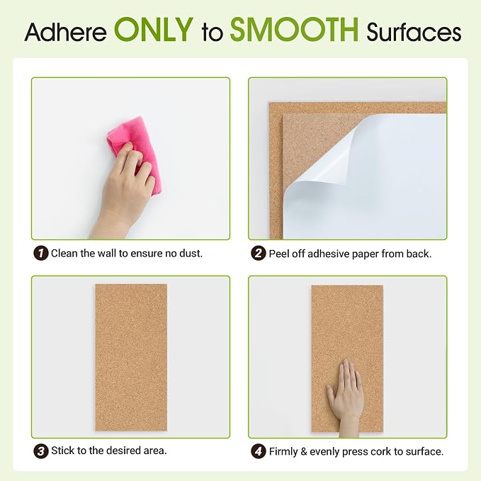 AKTOP Cork Board Bulletin Board 17"x8", 1/2" Thick Cork Board Tiles 6 Pack - Image 7