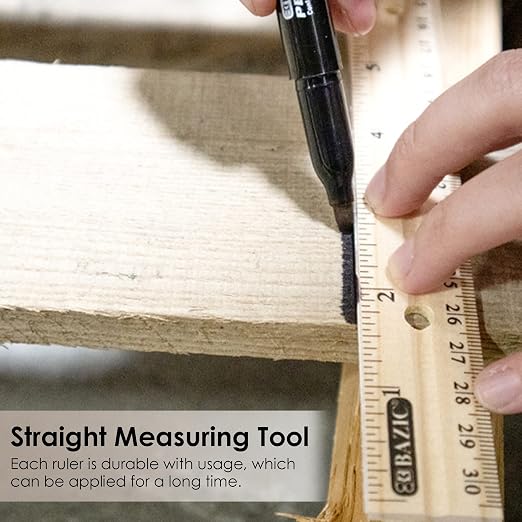 BAZIC Products 12 in Wooden Ruler, Inch & Metric, 24-Box | 12 in; clear inch - Image 5