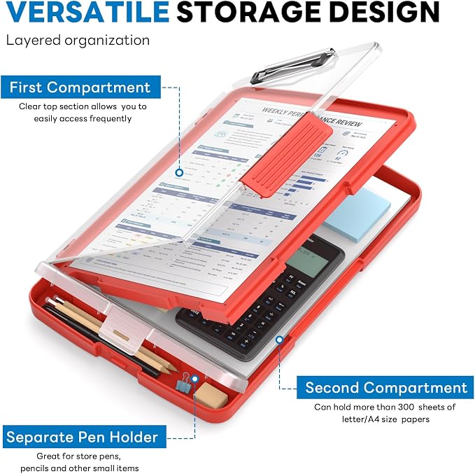 Clipboard with Storage and Pen Holder, Heavy Duty with Dual Compartment - Image 3