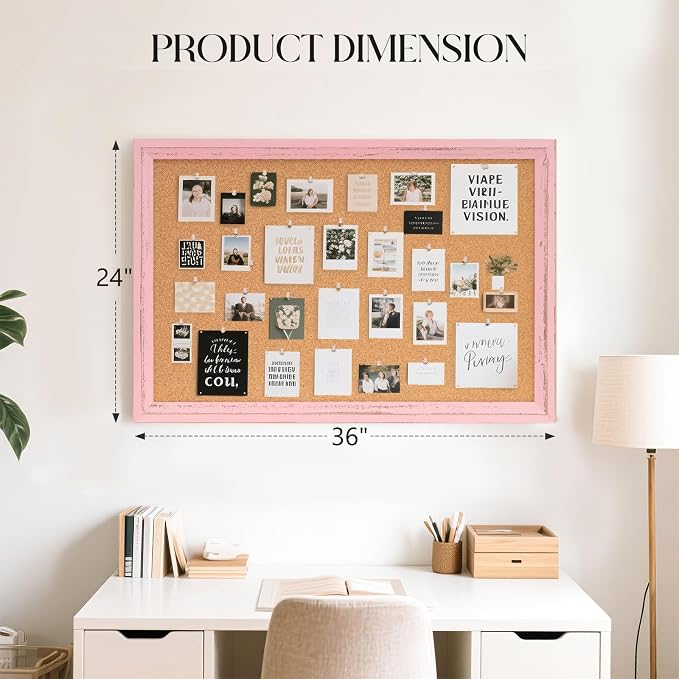 Cork Board Bulletin Board, Decorative Pin Board, Wall Mounted, - Image 2