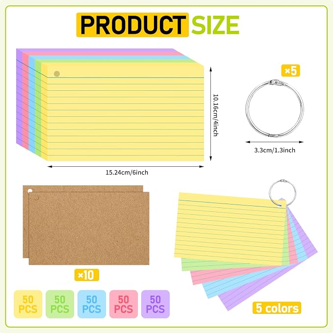4x6 Inches Index Cards, Lined on Both Side Notecards Ruled Study Card - Image 2