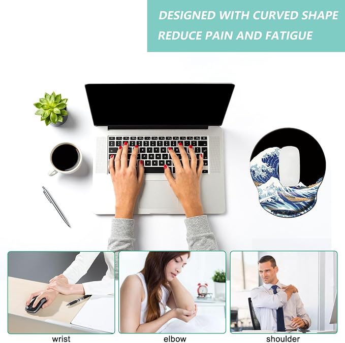Mouse Pad with Wrist Support, Ergonomic Mouse Pad with Memory Foam Wrist Rest - Image 5
