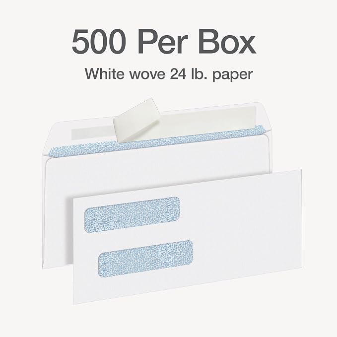 Columbian #8 Double-Window Self Seal Security Tint Envelopes, 24lb White Wove - Image 5