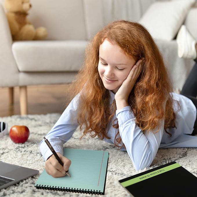 6 Pcs Legal Pad Top Spiral Bound Notebook 70 Sheets Wirebound Notepad Double Sided Ruled Memo Steno Book with Stiff Back Cover for Business(8.5 x 11 Inches,No Holes,Neutral Color)-DeskLoop Office