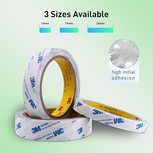 Double Sided Tape 9448A 1/2" x 33Ft Pack of 1 Made of 3M Super Sticky Adhesive - Image 2