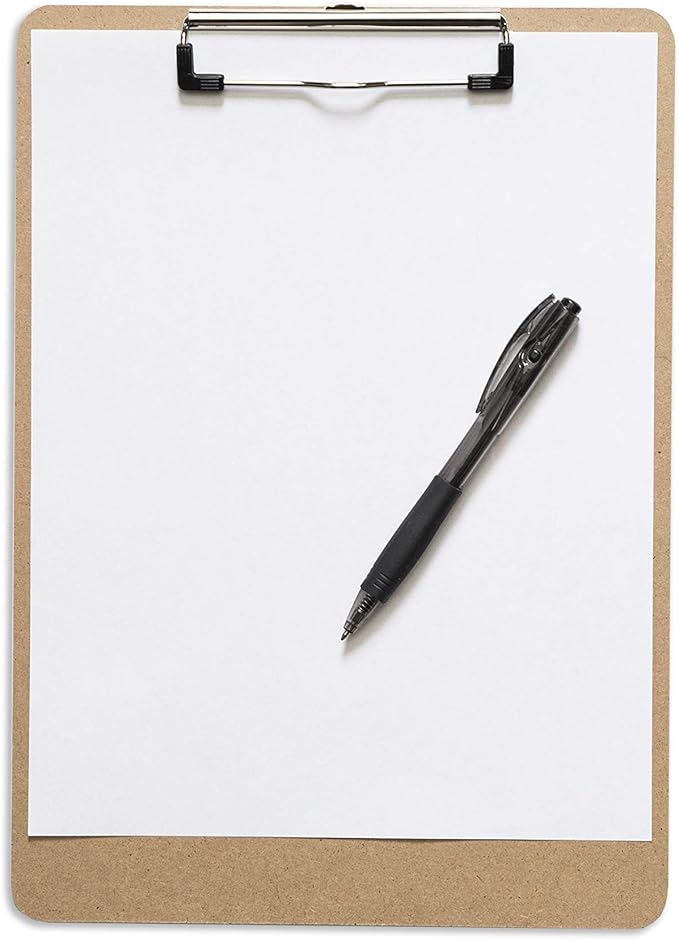 Letter Size Clipboards with Low Profile Clip (Set of 5) - Wood Clipboards Bulk 5 Pack, Heavy Duty Clipboard, Back to School Teacher Classroom Supplies, School Supplies for College Students