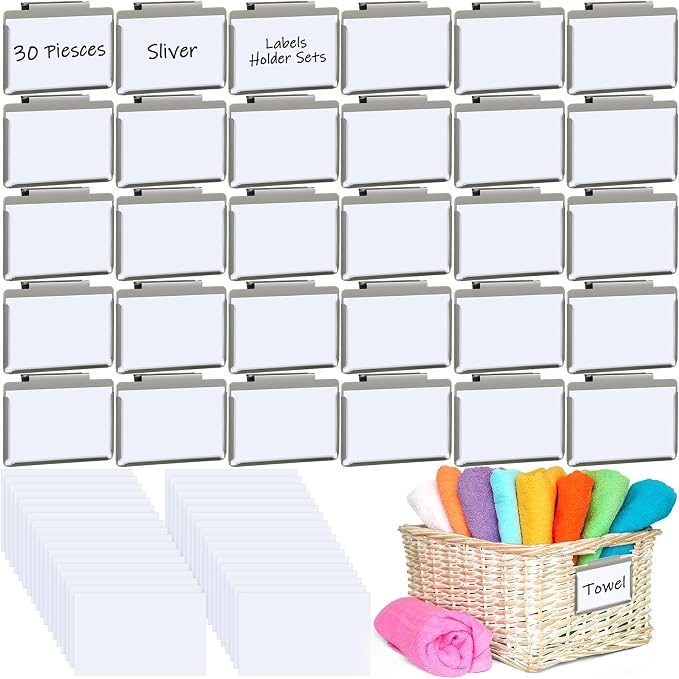 Zonon Basket Bin Labels Clips Label Holders Stainless Label Holders Removable by Zonon