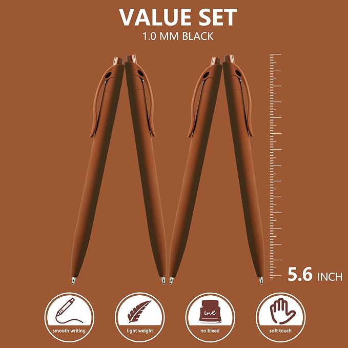 deegtran 100 Pack No Bleed Brown Barrel Click Pens, Wholesale Retractable - Image 2