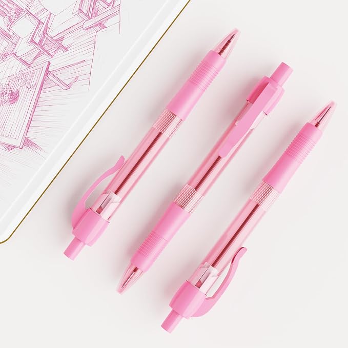 deegtran Pens Bulk, 30 Pack No Bleed Pink Ink Click Pens - Image 5