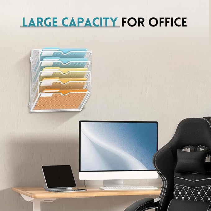 SUPEASY 5 Tier Wall File Organizer, Hanging Wall Mounted Mail Organizer - Image 6