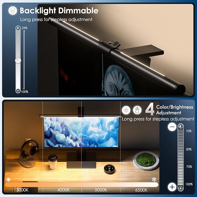 Quntis Monitor Light Bar with Remote, 20.1'' Dual Light Screen Light Bar - Image 5