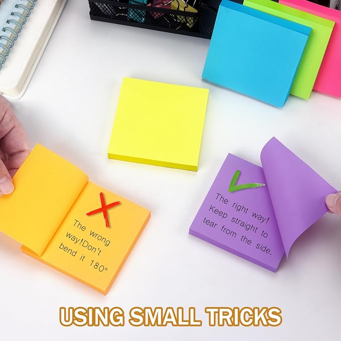 Sticky Notes 3x3 inch, Bright Colors Self-Stick Pads, 12 Pads/Pack, 100 - Image 6