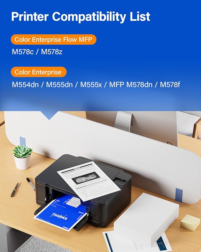 212A Toner Cartridges 4 Pack with Chip Compatible for HP 212A W2120A 212X W2120X Color Laserjet Enterprise MFP M578c M578z M554dn M555dn M555x M578dn M578f M555 M554 M578 Printer Ink All-in-One Black-DeskLoop Office