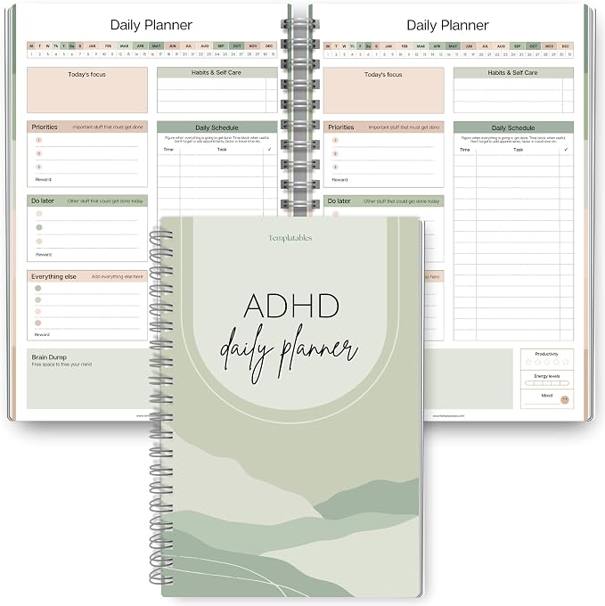 ADHD Daily Planner for Neurodivergent Adults by Templatables