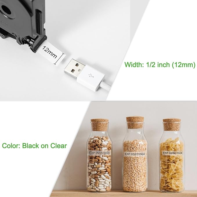 Labelife 5-Pack TZe TZ Tape 12mm 0.47 Laminated Clear Label Tape TZe-131 - Image 3