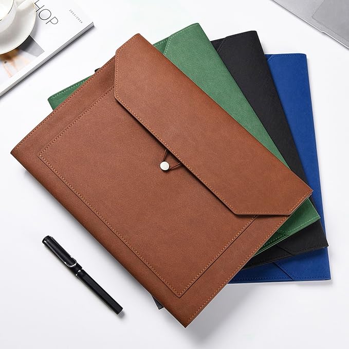 PU Leather A4 File Folder Document Holder 2 Pockets Portfolio Envelope Folder - Image 6