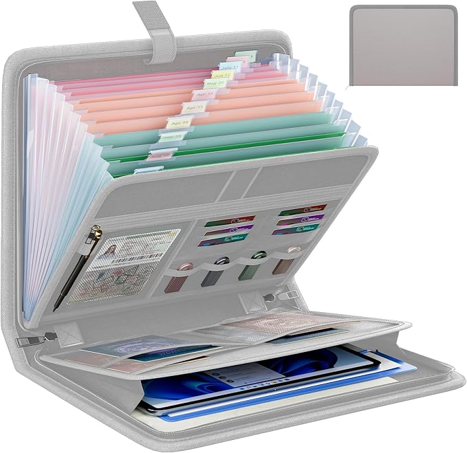 Fireproof Accordion File Organizer, Portable Expanding File Folder by Huolewa