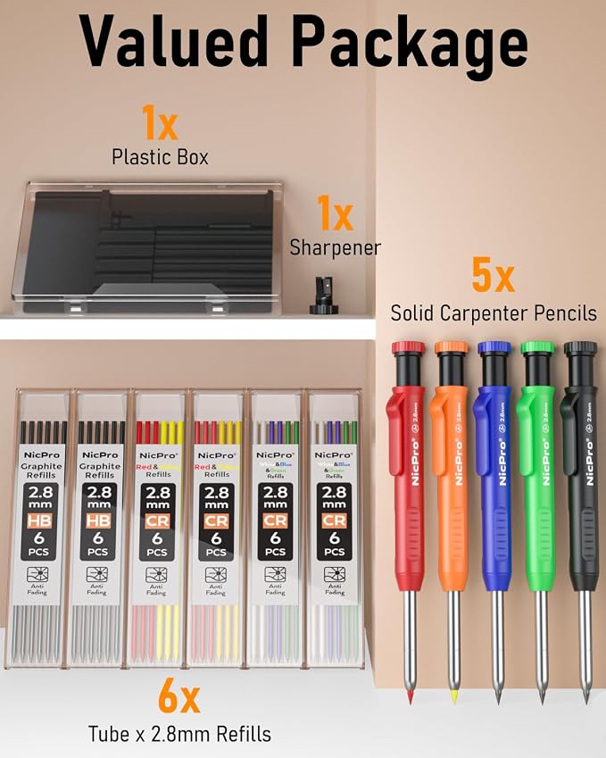 Nicpro 5 Pack Carpenter Pencil - Image 7