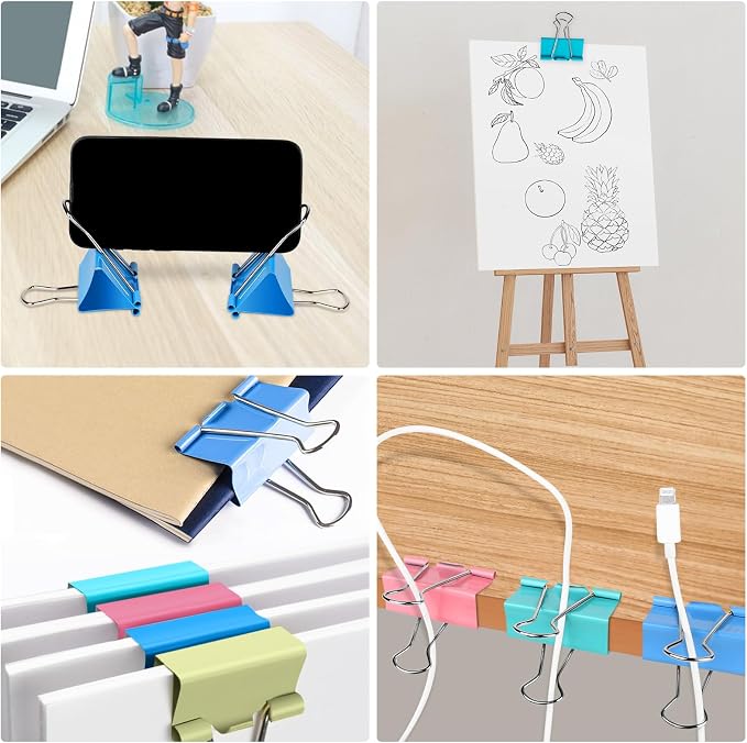 Ufmarine Extra Large Binder Clips 2 inch Length, Colorful Paper Clips Large - Image 5
