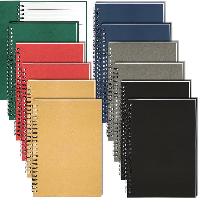 12Pack Spiral Notebook, 5.7x8.3” Small Notebook by GINMLYDA