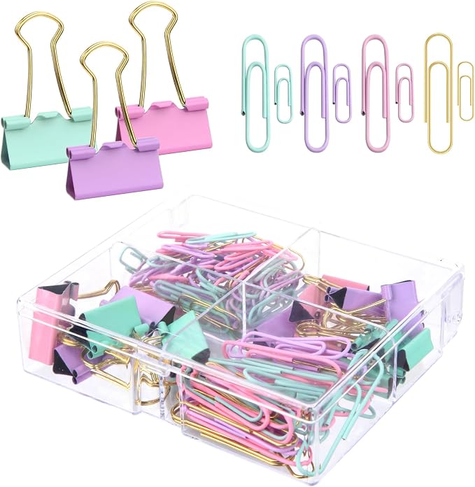 Pastel Paper Clips Binder Clips Set by CREECHWA
