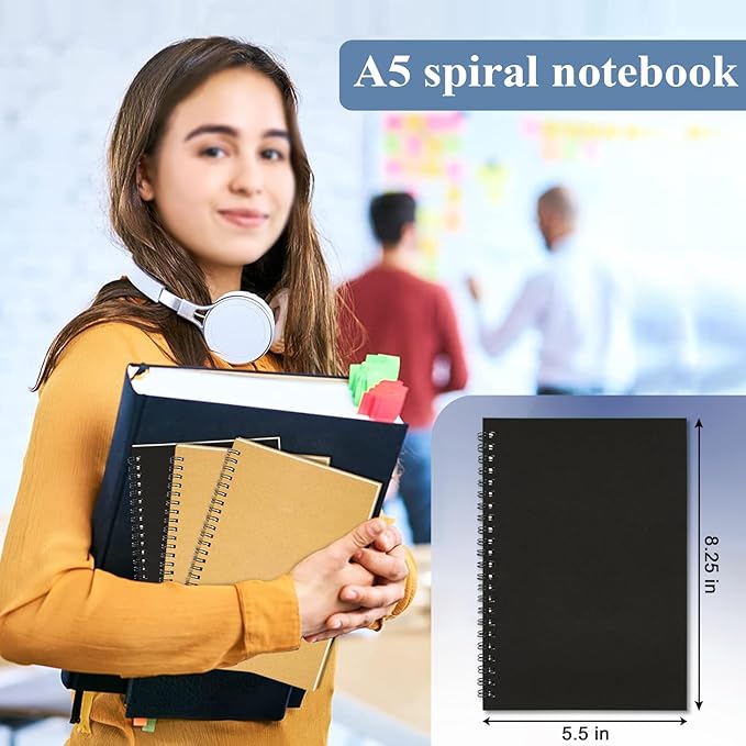 GINMLYDA Small Spiral Notebook A5, 10Pack 120 Lined Pages 8.25x5.5 Inches Spiral Journal Kraft Cover Notebooks & Writing Pads for School Home Office Aesthetic Sketch Drawing Note-DeskLoop Office