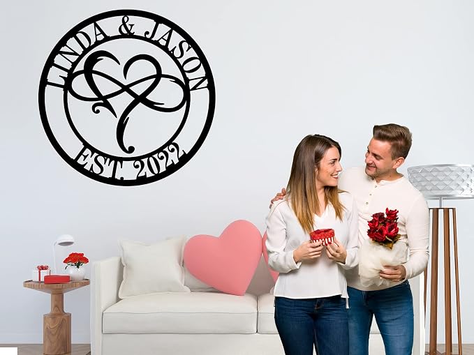 efcustomgifts Metal Infinity Heart Name Sign, Personalized Wedding Gifts - Image 3