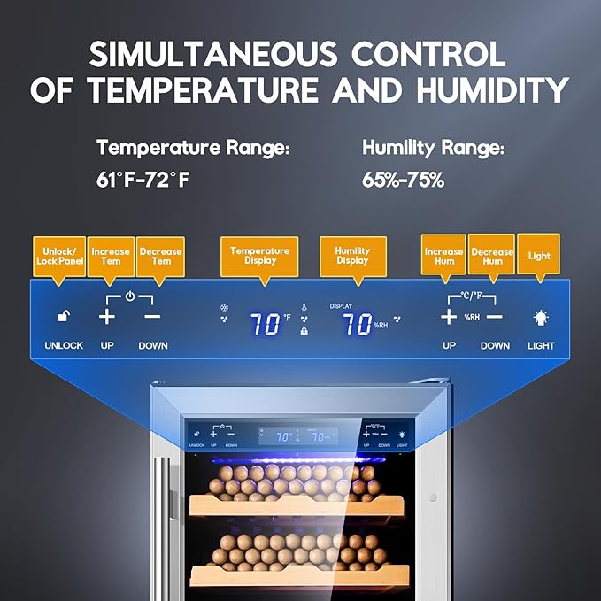 Electric Cigar Humidor Cabinet 88L, Tylza Electric Humidors for Cigars with Temp & Humidity Control, Silent Compressor, Reversible Door, Refrigerator, Cigar Humidors with Cedar Wood Shelves, 546 Count-DeskLoop Office