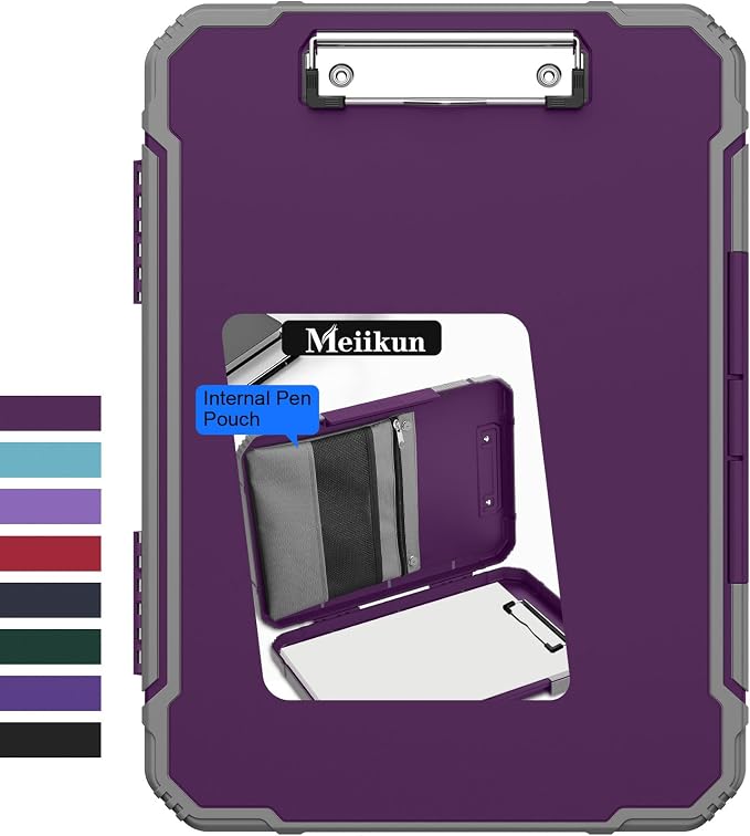 Meiikun Clipboard with Storage, Rugged Shockproof Protective, Internal Pen by Meiikun