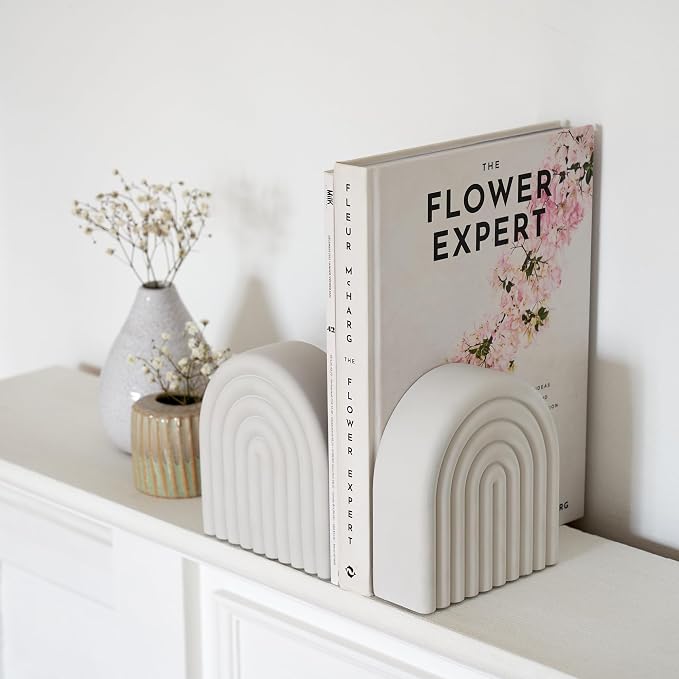 Decorative Concrete Bookends for Heavy Books – Stylish Set of 2, or Library - Image 2