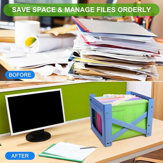 24-Pack Plastic Hanging File Folders Letter Size Expandable | Sturdy Document - Image 4