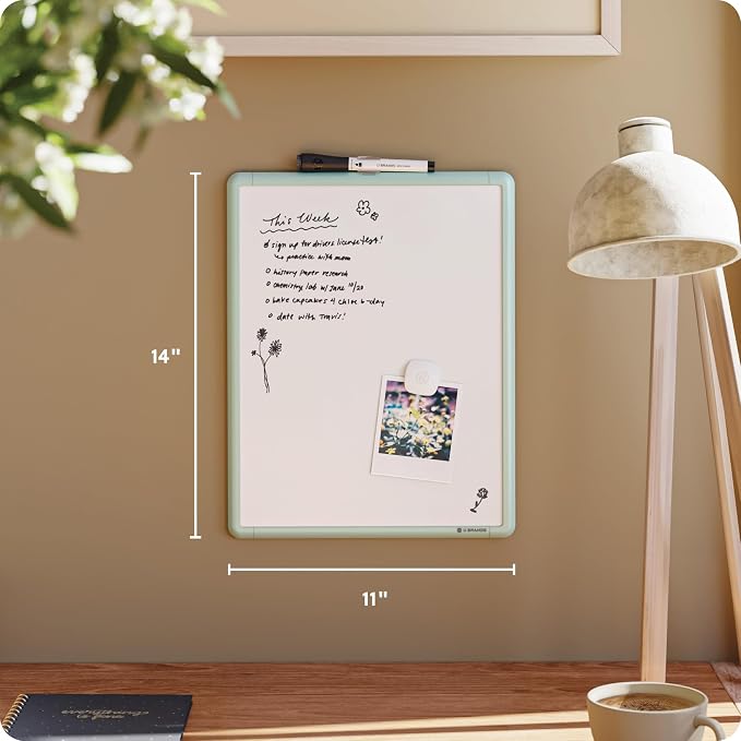 U Brands Contempo Magnetic Dry Erase Board White Board, Sage Green Modern Frame - Image 2