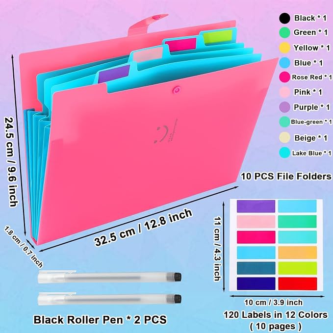 xlehoel 10 PCS Expanding File Folders, A4 Letter Size Accordion Organizer Folder - Image 2