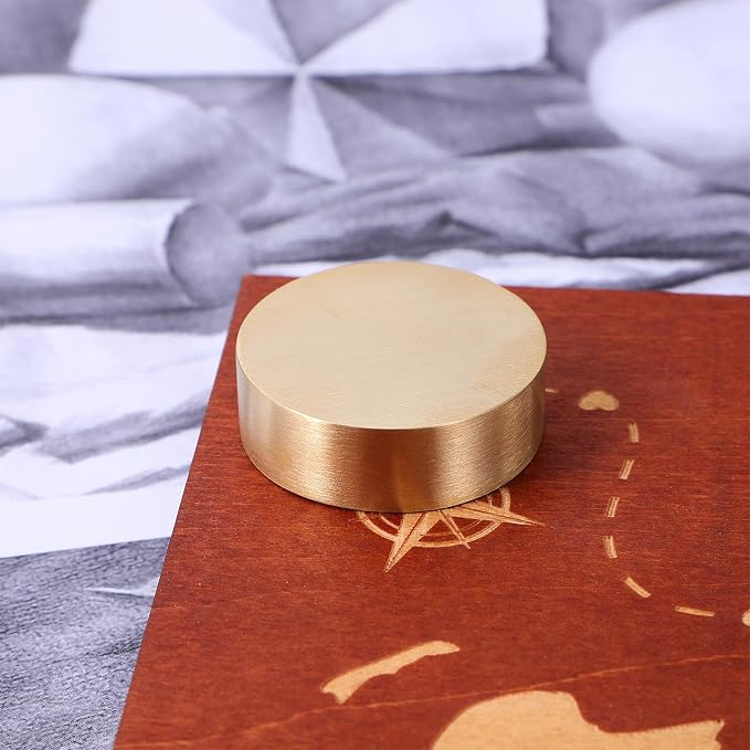 TEHAUX 4pcs Brass Paper Weight, 1.6 inch Small Round Block Paperweight - Image 9
