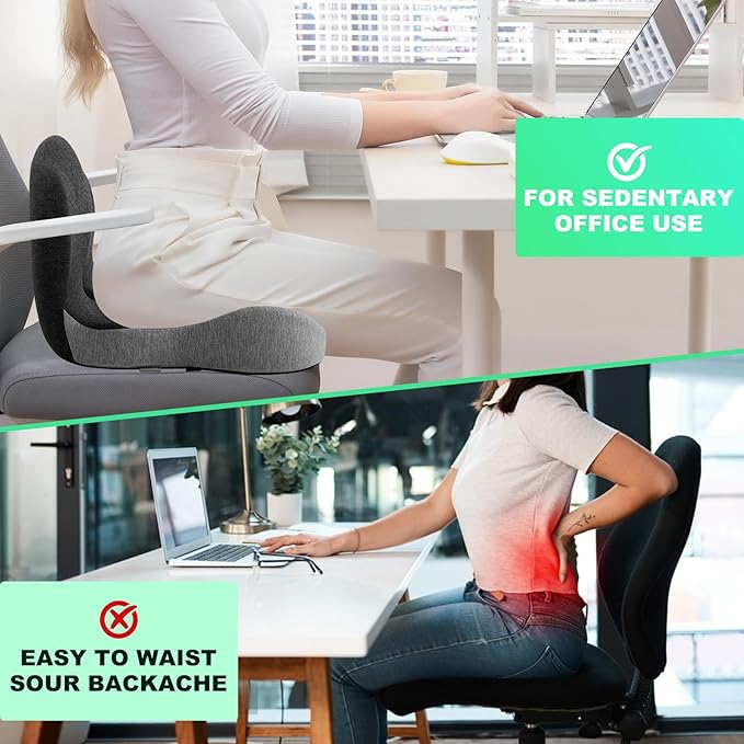 Buttocks Cushion for Office Chair Memory Foam Seat Pad for Butt Support Tailbone Relief Ergonomic Chair Cushion for Home Car Travel or Work (Classic Black)-DeskLoop Office