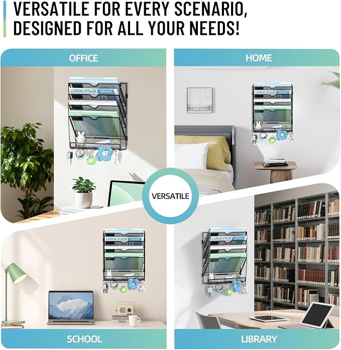 SUPEASY Wall File Organizer, 5 Tier Hanging File Organizer - Image 6