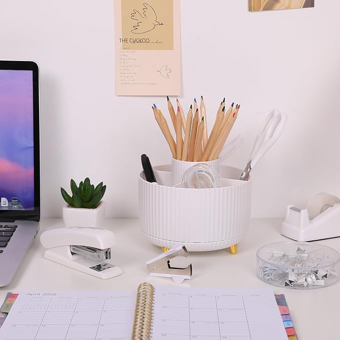 SKYDUE White Office Supplies Set, Office Desk Accessories 10PCS, Pencil Holder - Image 8