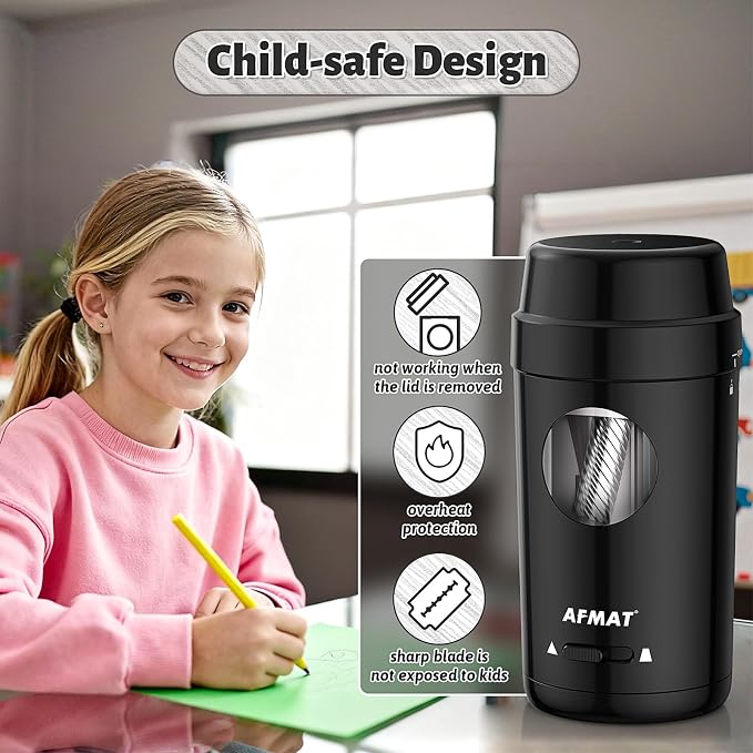 AFMAT Electric Pencil Sharpener, Auto in & Out, Fully Automatic Pencil Sharpener - Image 7