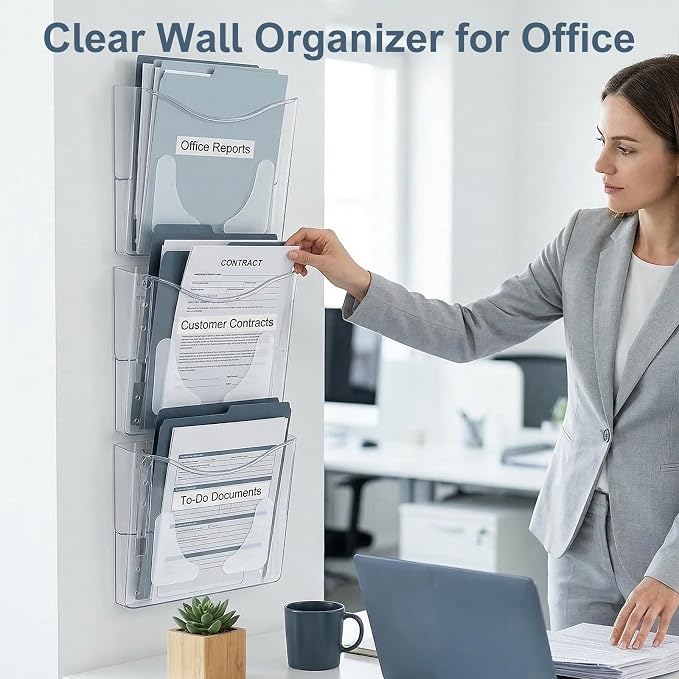 PAG 6-Pocket Clear Wall Mount File Organizer - Image 2