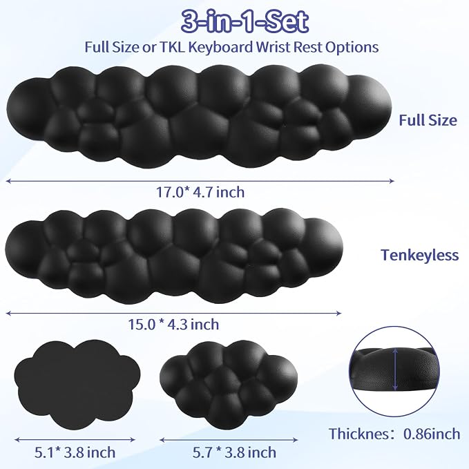 Sushret Cloud Wrist Rest Keyboard, Cloud Keyboard Wrist Pad Set - Image 7