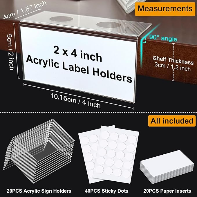 ChanQnTon L-Shape Acrylic Sign Holder, Price Tags, Food Labels - Image 6