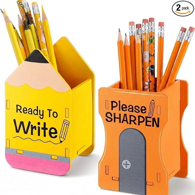 Sherr 2 Pcs Wood Pencil Holder Pencils and Sharpener Shaped Sharp and Dull Pen by Sherr