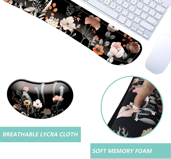 Keyboard Wrist Rest Mouse Wrist Support Set, Memory Foam Wrist Rest Pad - Image 3